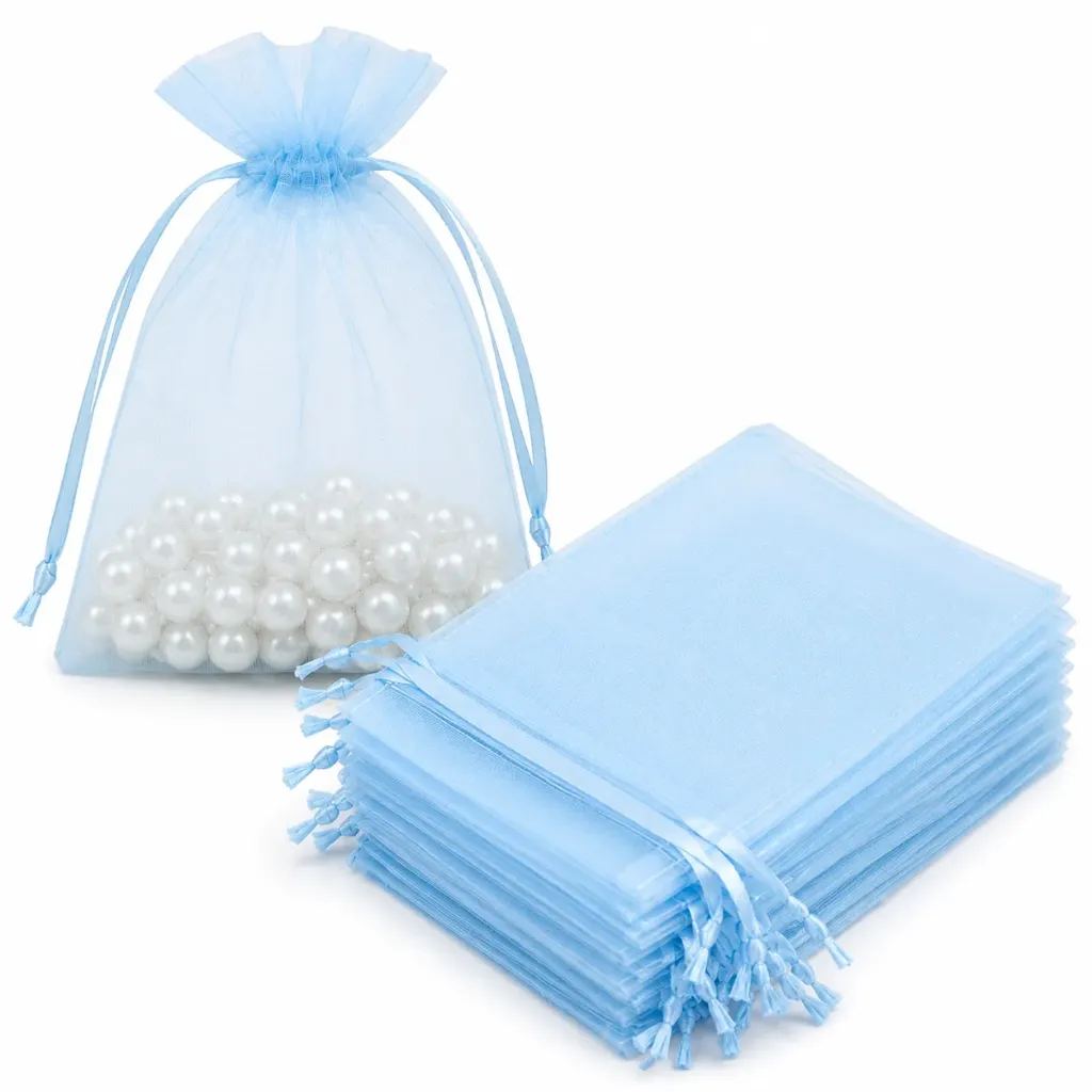 [8703004] Bolsa de organza 5×7 pulgadas (12 piezas) (Azul Cielo)