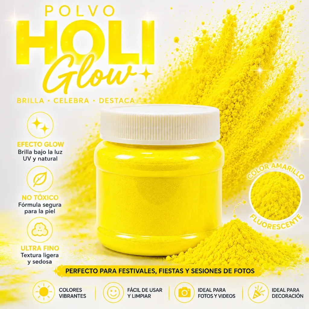 Polvo Holi Glow fluorescente